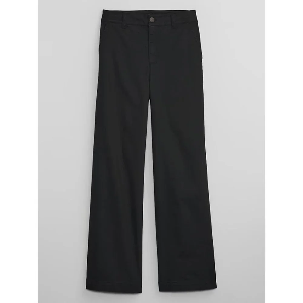 New Gap Factory High Rise Wide Leg Girlfriend Khakis Pants 8 Black A713 - Picture 3 of 6